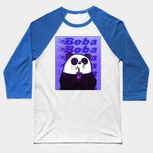 Purple Aesthetic Panda with Bubble Tea Baseball T-Shirt